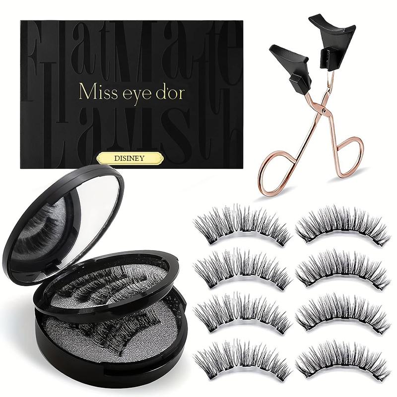 Magnetic Eyelashes Without Eyeliner - 8 pairs of reusable dual magnetic eyelashes, natural, glue-free 3D false eyelash set, reusable and waterproof