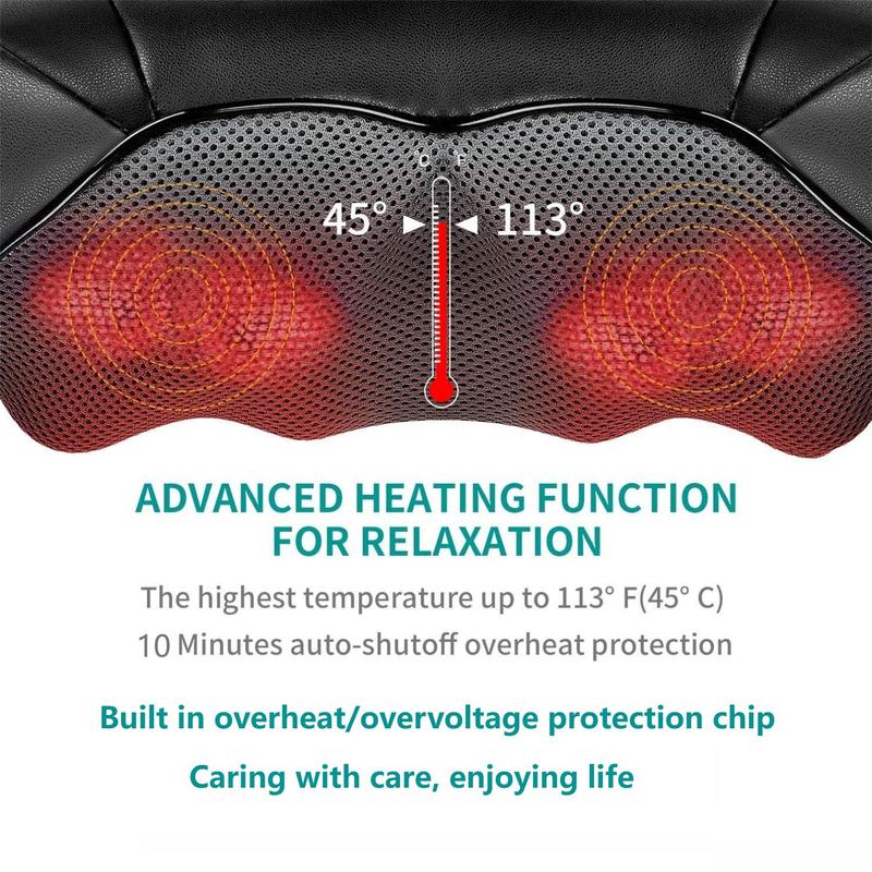 Cordless Massager, 1 Set Portable Electric Neck & Shoulder Massager with Heat, Electric Massage Pillow for Back & Foot & Waist & Hip