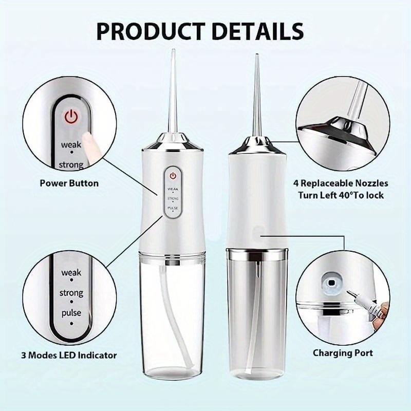 Water Flosser for Teeth, 4 Jet Tips, Rechargeable, 3 Modes, Perfect for Oral Care at Home & Travel