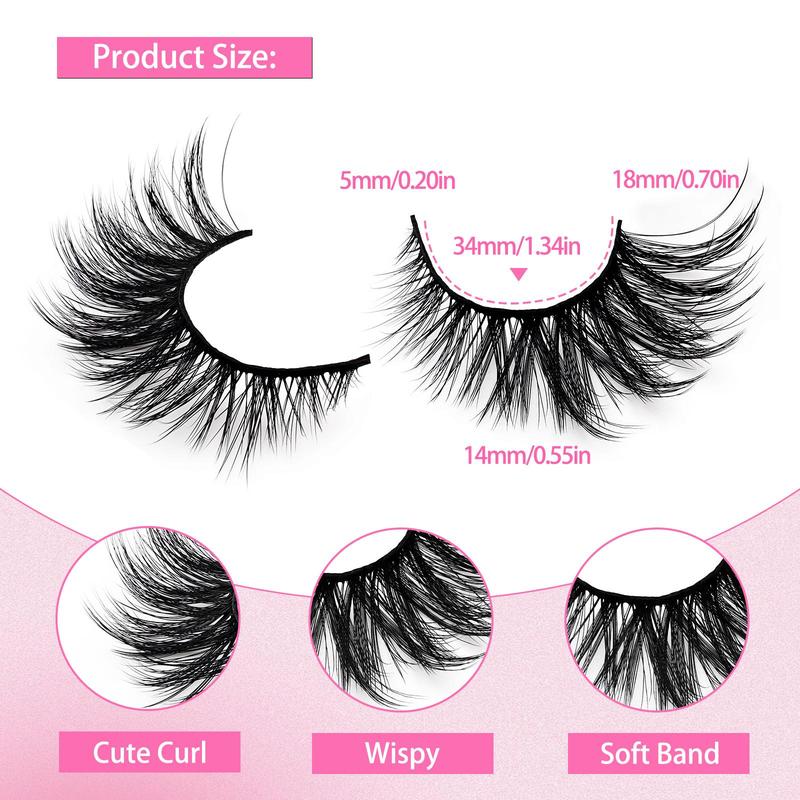 5 Pairs Cat Eye False Eyelashes for Eyelashes Extensions, Natural Look Eyelash Extensions, Volumized False Eyelashes for Women and Girls Eye Makeup Enhancement, Cosmetic Gift