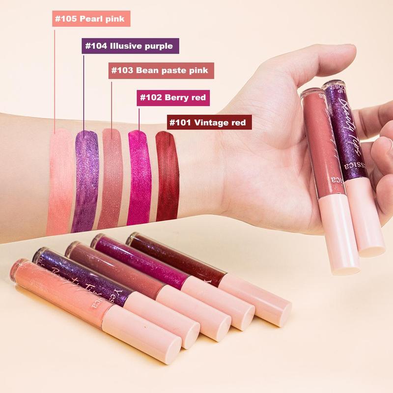 Long Lasting Glitter Lip Gloss, 1 Count Hydrating & Glittering Glaze Lipstick, Tinted Moisturizing Lip Stick for All Occasions Makeup, Glossy Lip Care Moisturizer for Girls & Women, Makeup Cosmetic Accessories