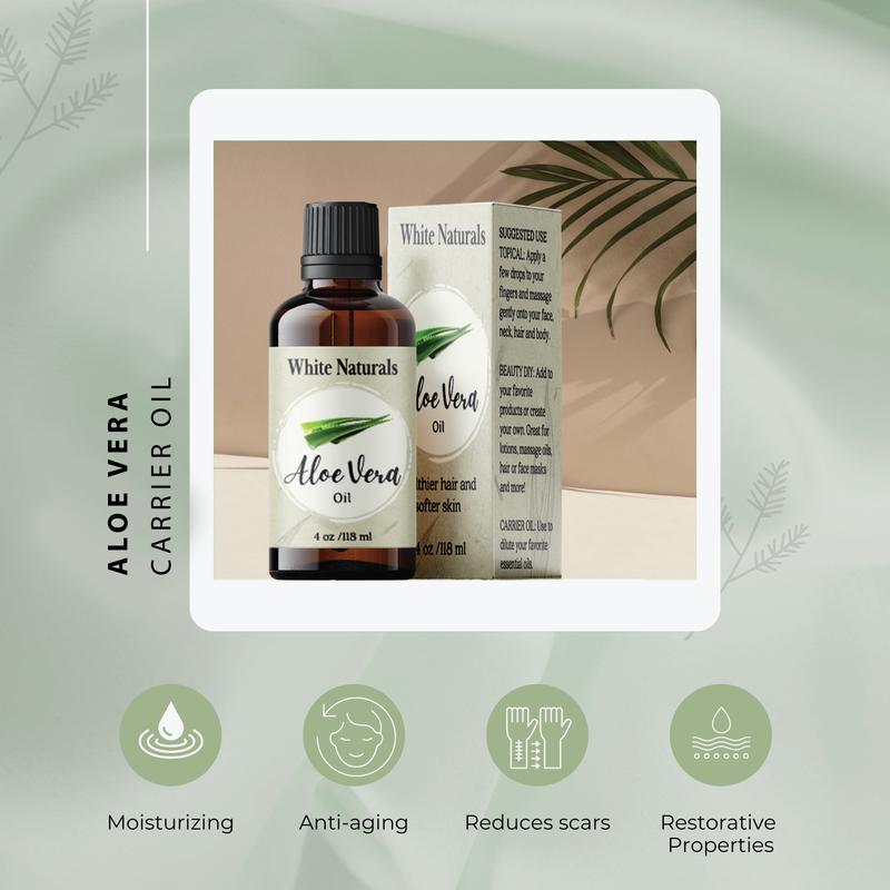 Organic Aloe Vera Oil, Therapeutic Premium Oil, Moisturizing Cold Pressed 100% Pure Natural Aloe Barbadensis Care for Skin, Body, Hair Growth, Face Moisturizer, Baby Oils, Used for Massage, Bath, Skin Moisture, Body Care, Including Glass Dropper,