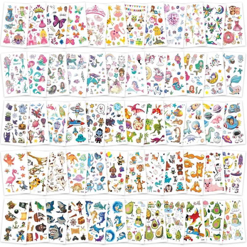 Tattoos for Kids, 600+ Mixed Styles Temporary Tattoos Set Girls and Boys, Waterproof Cartoon Fake Tattoo Stickers Set for Kids Party Bags Birthday Present Favors Supplies