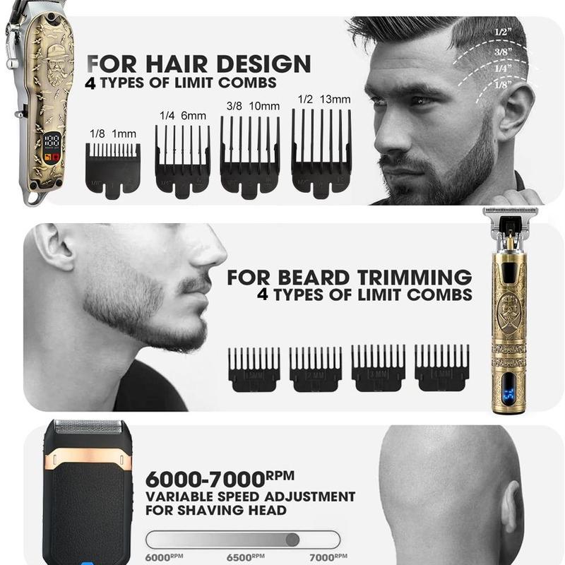 Professional Hair Clipper for Men, 1 Box Nose Hair Trimmer Set, Cordless Beard Trimmer, Rechargeable Clippers Set for Hair Cutting, Winter & New Year Gift, Christmas Gift Set, Thanksgiving Gift