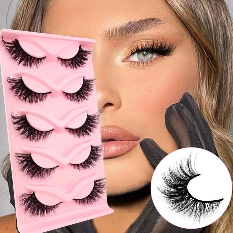 5 Pairs Cat Eye False Eyelashes for Eyelashes Extensions, Natural Look Eyelash Extensions, Volumized False Eyelashes for Women and Girls Eye Makeup Enhancement, Cosmetic Gift