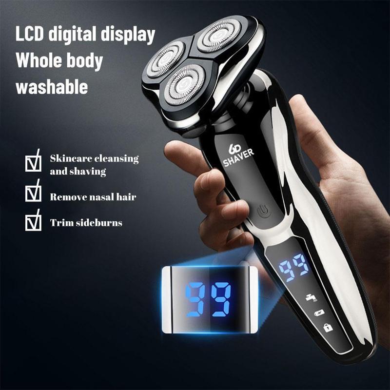 Men's Electric Shaver, 3 in 1 Trimming Grooming Kit, Men's Electric Shaver Rotary Replacement   Waterproof   Rechargeable, Men's Electric Shaver Cordless Floating Head Replaceable Blades, Portable Travel Shaver Creative Men's Valentine's Day Gift