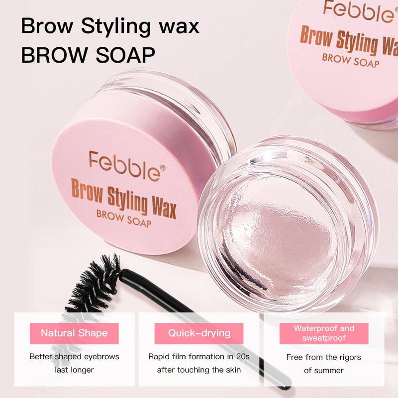 Eyebrow Styling Wax, 2 Counts box Long Lasting Waterproof Eyebrow Wax & Brush, Eyebrow Makeup Tool for Women & Girls