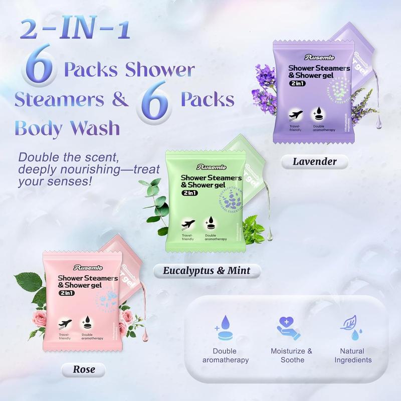 Shower Steamers  6 Pack - Birthday Gifts for Women, 2-in-1 Shower Steamers and Body Wash, Stress and SPA Gifts for Women Mom, Christmas Gifts Stocking Stuffers for Women Adults