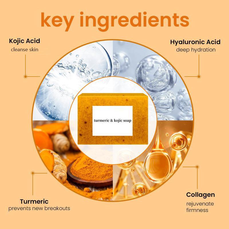 Turmeric & Kojic Acid Soap, Kojic Acid Soap, Soap Body Cleansing Body Wash Lemon Flawless Organic Facial Cleansing Comfort Cleanser