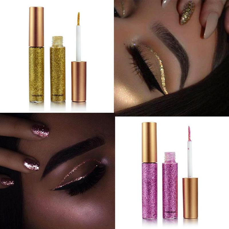 10 Color Glitter Liquid Eyeliner, Shimmering Eye Shadow Makeup, Long Lasting Sweat-proof Eyeliner Pen, Glittering Brightening Highlighting Liquid Stick