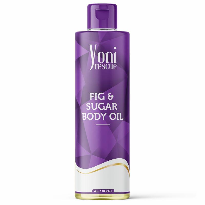 Fig & Sugar Body Oil, 4oz, with Apricot, Jojoba, Avocado Oils & Vitamin E Oil, Fast-Absorbing, Nourishes and Hydrates Skin, Skin Repair, Body Care, Ideal for All Skin Types,  Fig Fragrance Moisturizer by Yoni Rescue body oil