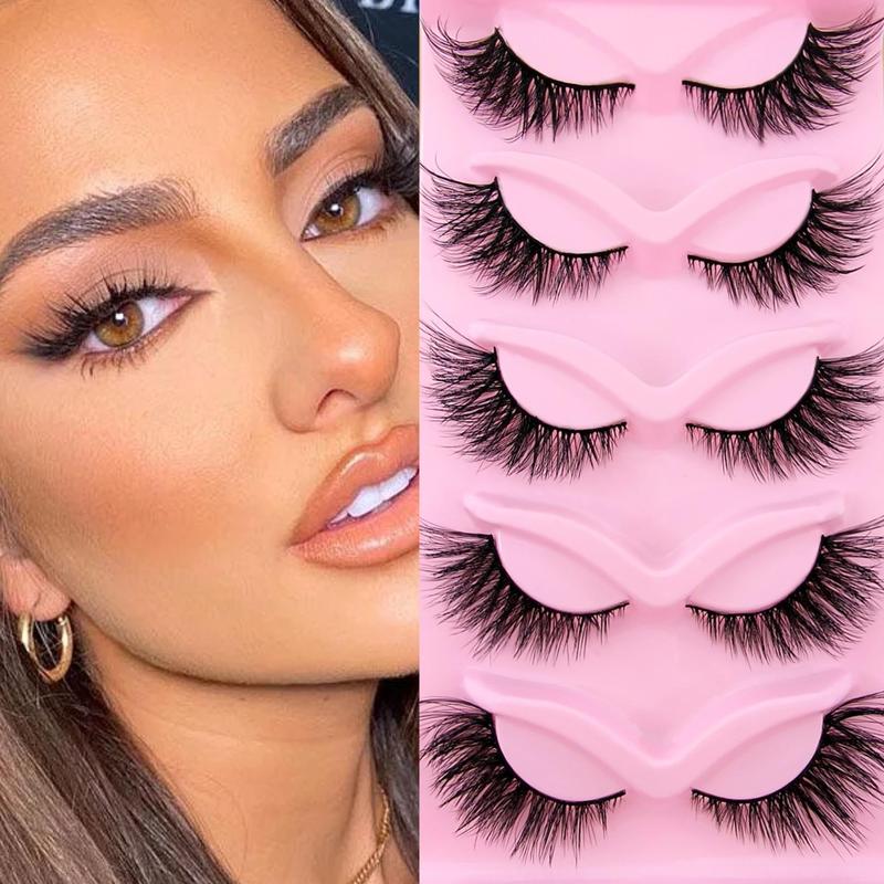 5 Pairs Cat Eye False Eyelashes for Eyelashes Extensions, Natural Look Eyelash Extensions, Volumized False Eyelashes for Women and Girls Eye Makeup Enhancement, Cosmetic Gift