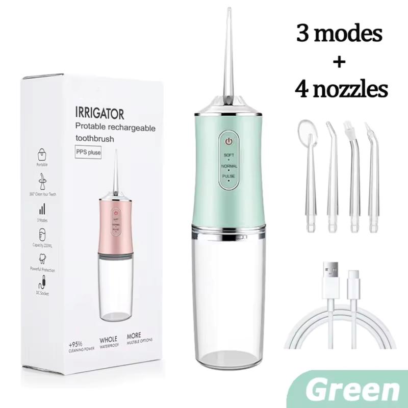 Water Flosser for Teeth, 4 Jet Tips, Rechargeable, 3 Modes, Perfect for Oral Care at Home & Travel