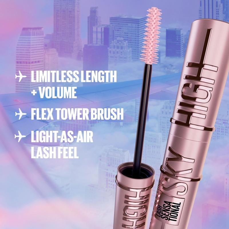 Lash Sensational Sky High Washable Mascara, Blackest Black. Volumizing, lengthening, defining, curling, multiplying, buildable.Lightweight Makeup