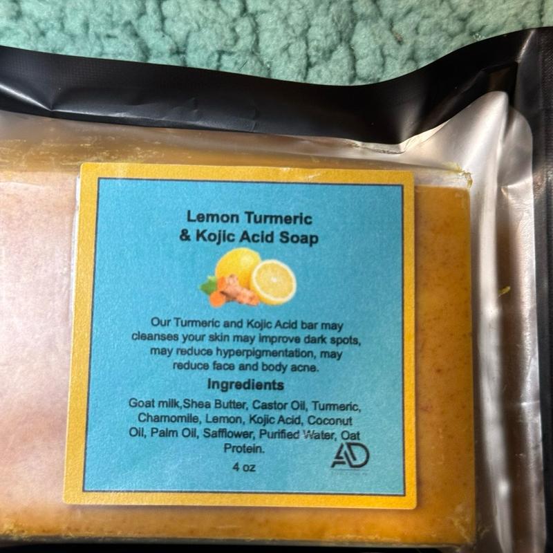 3-pack Lemon Turmeric & Kojic Acid Brighetning Soap, Dark Spot Remover, Kojic Acid Soap