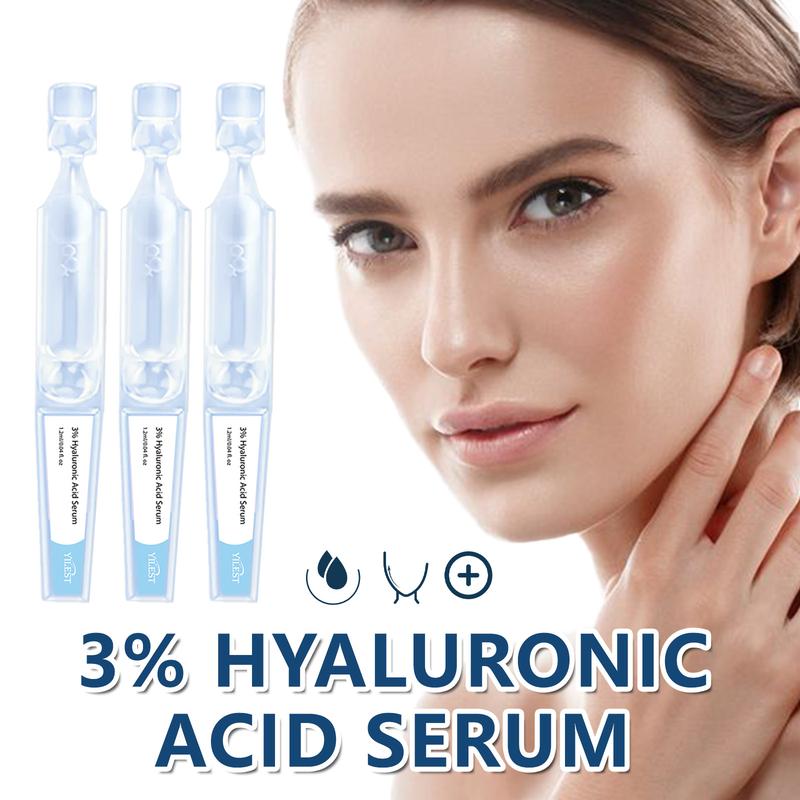 Hydrating 3% Hyaluronic Acid Serum, Deep Moisture Vegan Formula, Single-Use Ampoules, Glass Skin Glow, 30-Pack, Holiday Gifting, Youthful Radiance, Travel-Friendly