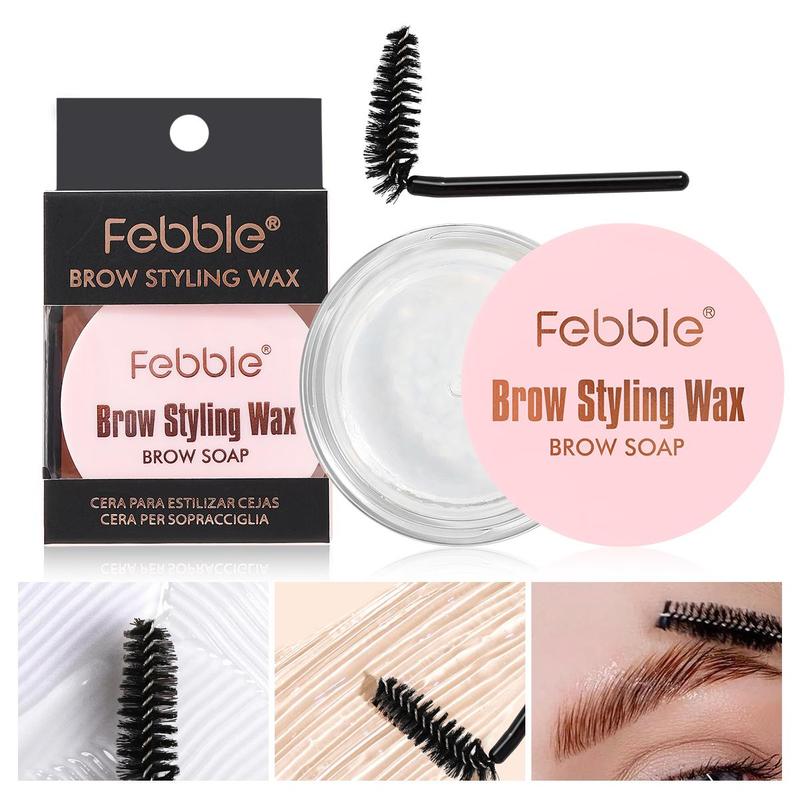 Eyebrow Styling Wax, 2 Counts box Long Lasting Waterproof Eyebrow Wax & Brush, Eyebrow Makeup Tool for Women & Girls