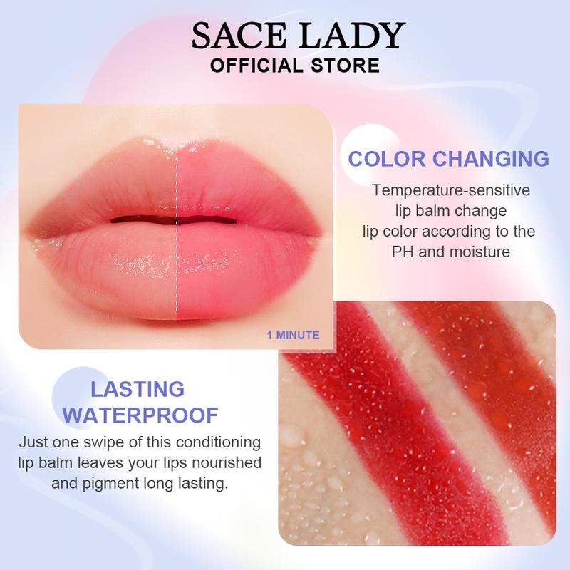 SACE LADY Tinted Lip Balm Moisturized Lasting Waterproof Lip Stain Magic Color Changing Pigmented Lipstick Carrot Gloss