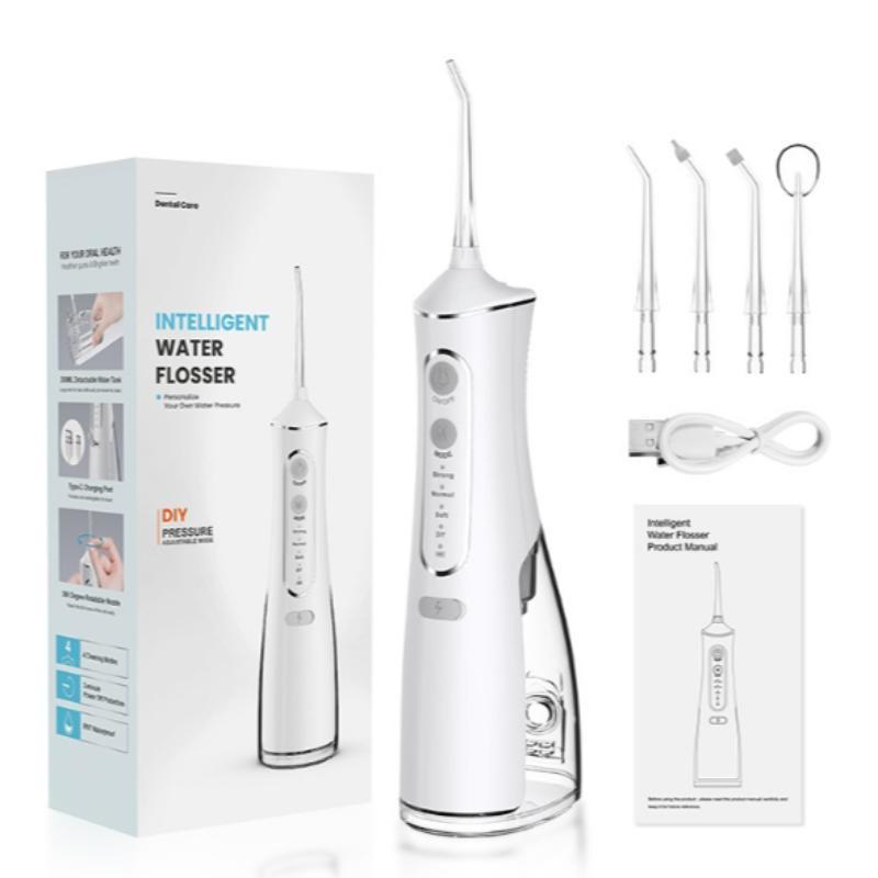 Portable Electric Oral Irrigator, 1 Set Rechargeable Water Flosser with Nozzles & Box, Deep Cleansing Water Flosser for Home & Travel