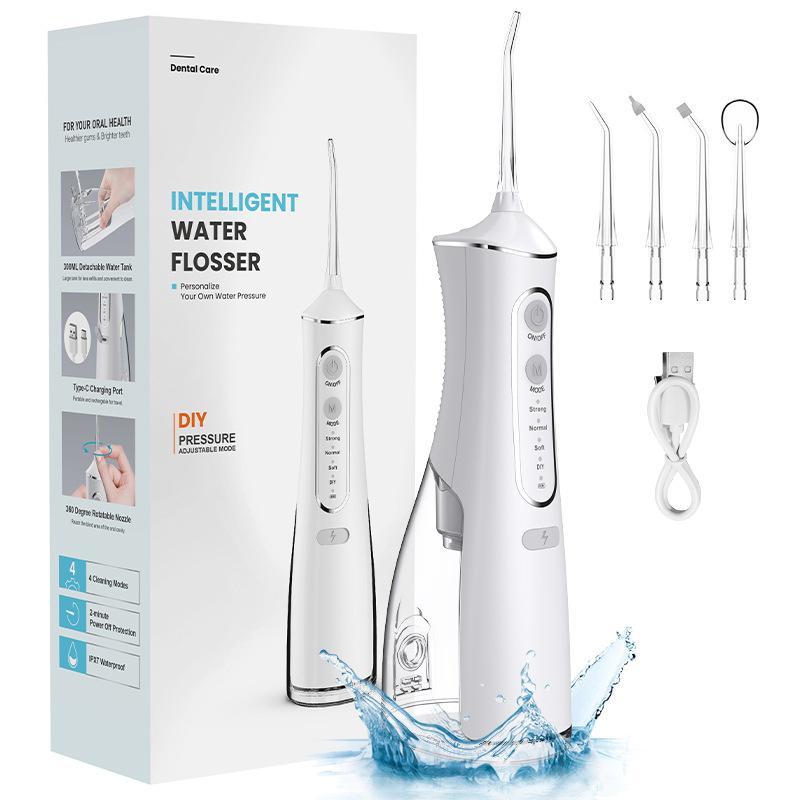 Portable Electric Oral Irrigator, 1 Set Rechargeable Water Flosser with Nozzles & Box, Deep Cleansing Water Flosser for Home & Travel