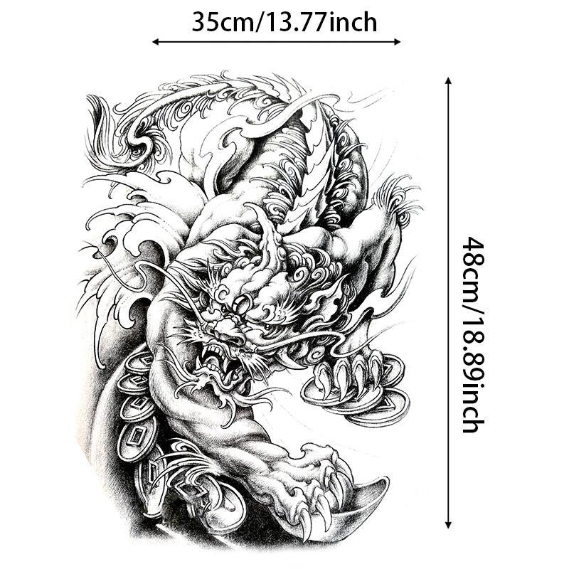 Dragon Pattern Large Temporary Tattoo Sticker, 1 Sheet Waterproof Temporary Tattoo Sticker, Body Art Decoration for Men & Women