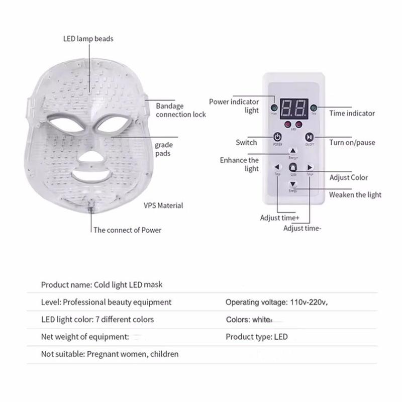 LED Light Facial Mask, 1 Count Facial Skin Care Mask, Facial Beauty Tool for Women, Professional Facial Skin Care Tool for Home & Salon Use