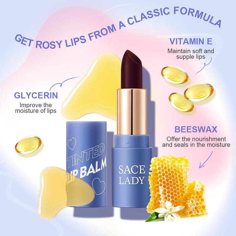 SACE LADY Tinted Lip Balm Moisturized Lasting Waterproof Lip Stain Magic Color Changing Pigmented Lipstick Carrot Gloss