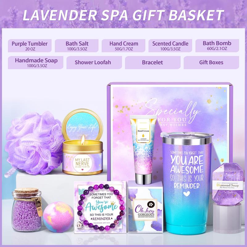 9pcs Lavender Care Package Gifts Set,Gifts for Women, Birthday Gifts for Women Girlfriend, Sister, Wife, Teacher, Get Well Soon Gifts for Women, Birthday Gifts for Women Thinking of You Gift