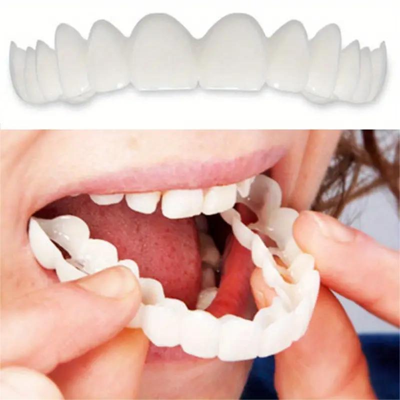 4-pieces, Comfortable And Flexible Disposable White Artificial Braces With Dental Veneer For Upper And Lower Teeth, For Both Men And Women