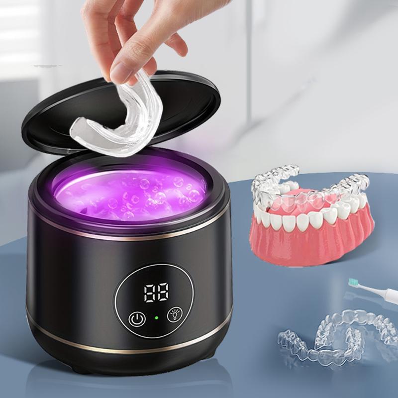 Ultrasonic Denture Cleaner, 1 Set UV Denture Cleaner with 304 Stainless Steel Tank, Oral Care Product for Home & Travel