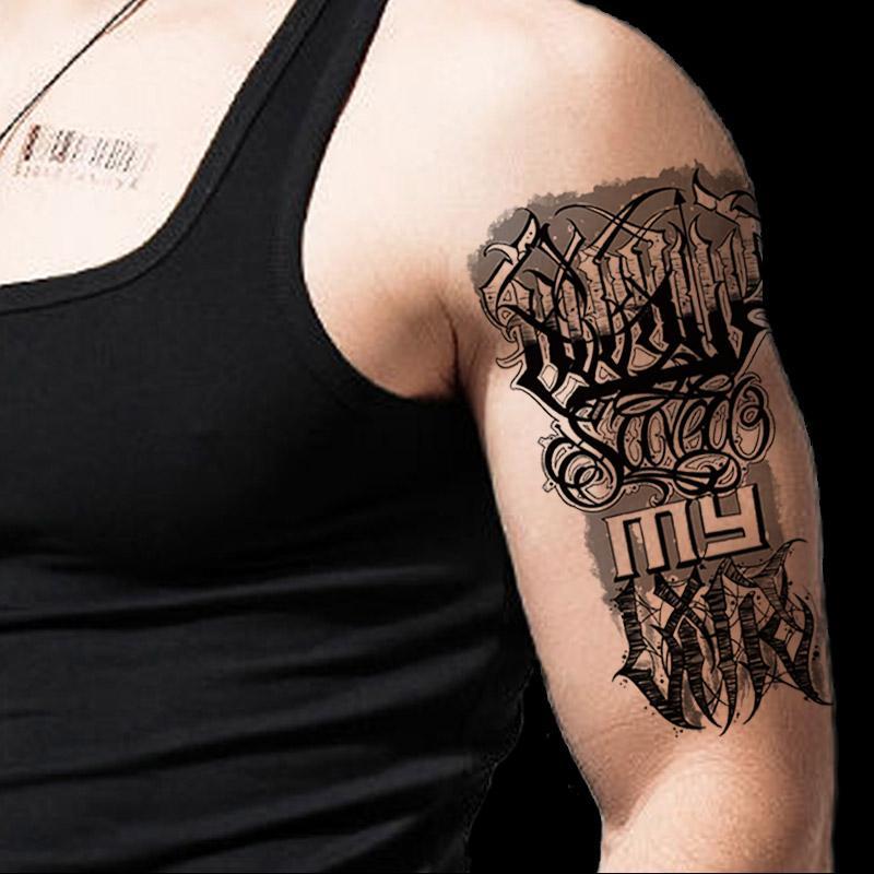 Letter Graphic Temporary Tattoo Sticker, Half Arm Fake Tattoo Sticker, Self-adhesive Skin Decorative Tattoo, Body Art Sticker For Men & Women