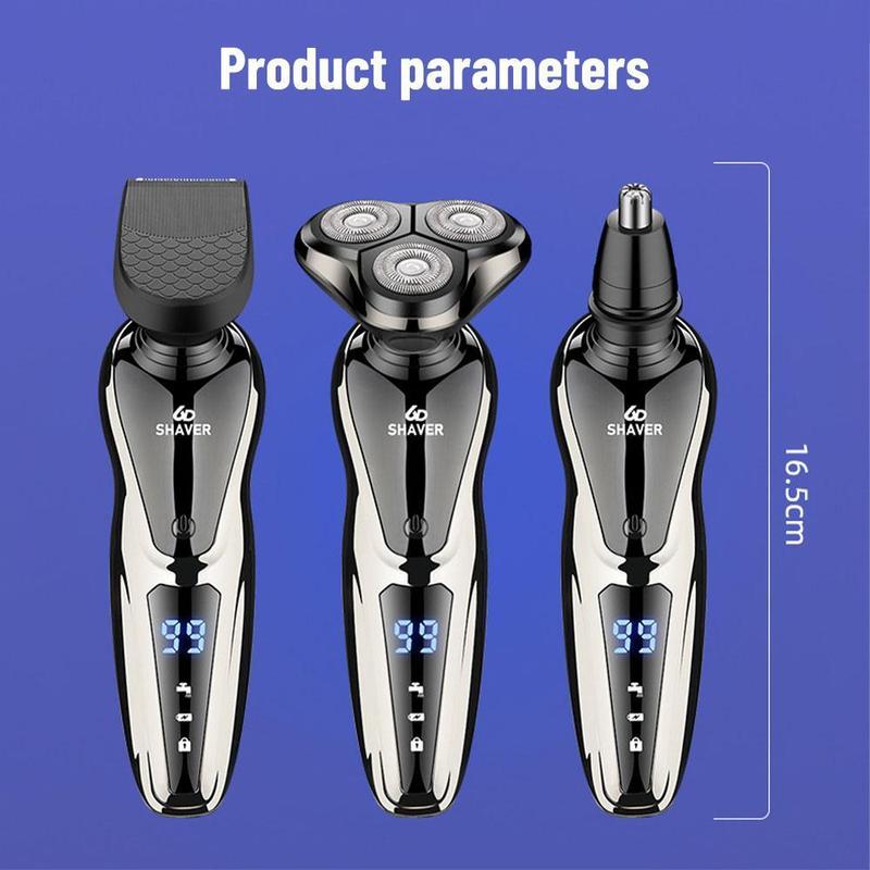 Men's Electric Shaver, 3 in 1 Trimming Grooming Kit, Men's Electric Shaver Rotary Replacement   Waterproof   Rechargeable, Men's Electric Shaver Cordless Floating Head Replaceable Blades, Portable Travel Shaver Creative Men's Valentine's Day Gift