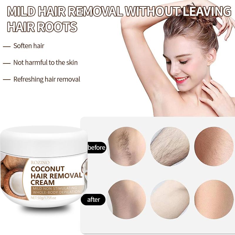 Coconut hair removal cream；Rich in natural coconut oil and vitamin E，Painless and non irritating, effective, suitable for both men and women!!!