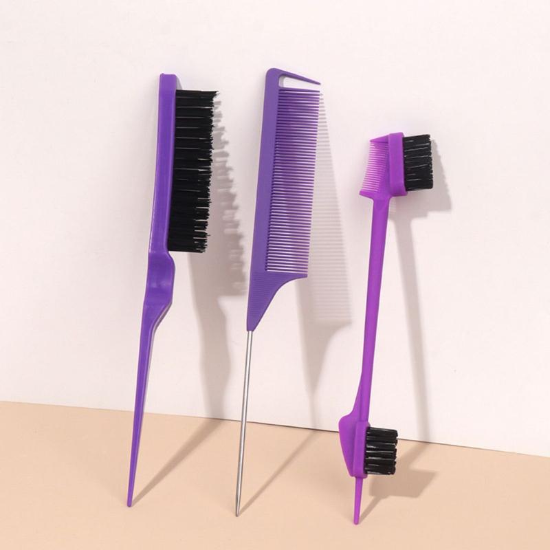 Hair comb steel pin pointed tail comb eyebrow brush three-piece wig styling comb broken hair coiffure set of hair tools