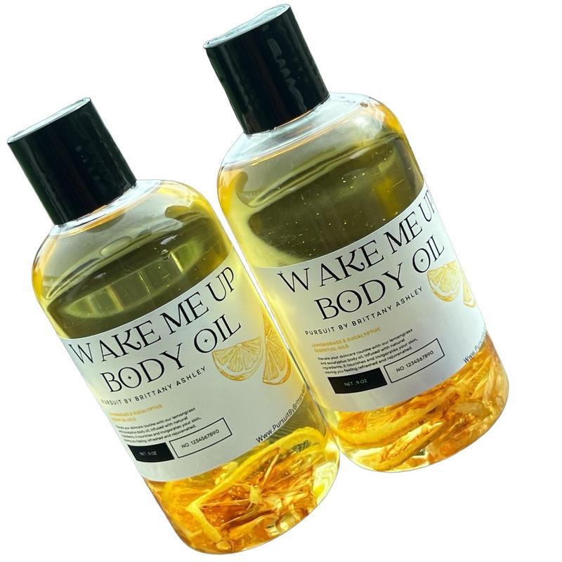 Lemongrass & Eucalyptus Body Oil Wake Me Up  Body Care Nourishing Aroma Moisturizer Hydrating  Scent Comfort Moisturizing