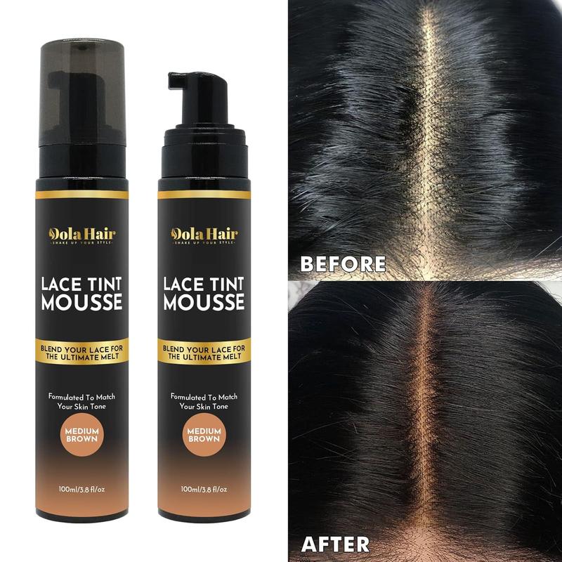 Dolahair Lace Glue Kit Lace Tint Mousse Wig Glue Kit complete set lace front kit wig installation kit wig melting kit Melting Spray for Lace Wig Melt Wig Essentials (Medium Brown) Foam Haircare