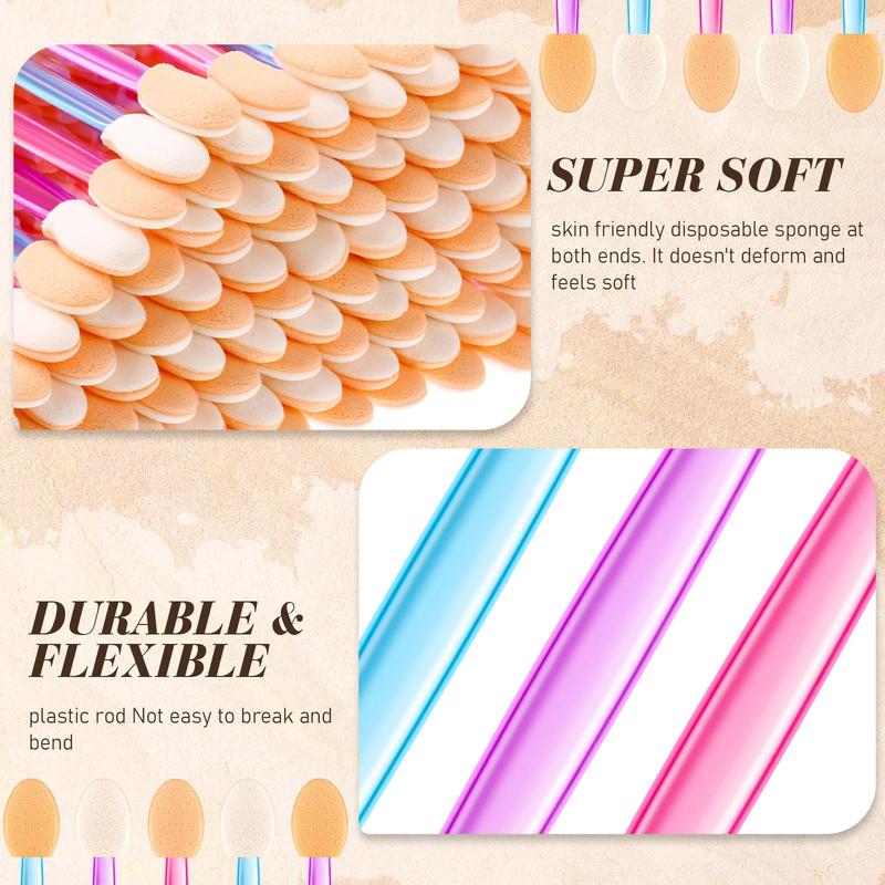 Disposable Double-ended Eyeshadow Sponge Applicators, Mixed Color Eyeshadow Brush for Christmas Gift, Professional Makeup Tools for Women