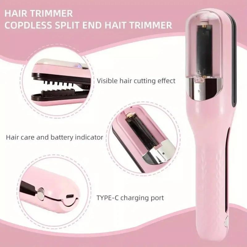 Electric Hair Clipper, 1 Box Cordless Split End Hait Trimmer & Accessories, Portable Household Automatic Hair Clipper, Hair Trimmer for Women & Girls