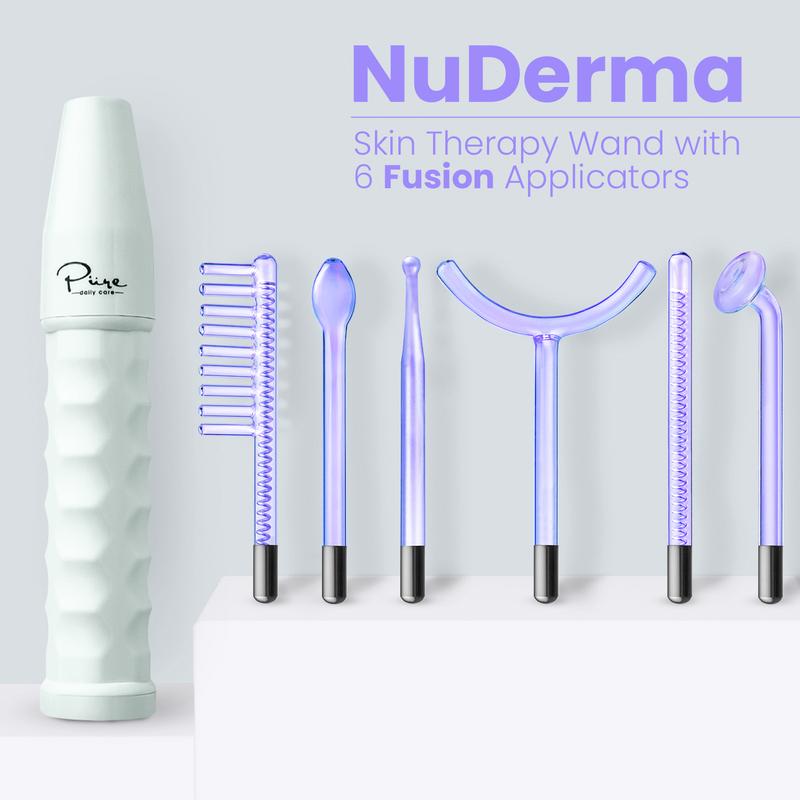 NuDerma Clinical High Frequency Wand with Fusion Neon-Argon Applicators Anti-Aging Anti-Acne by Pure Daily Care