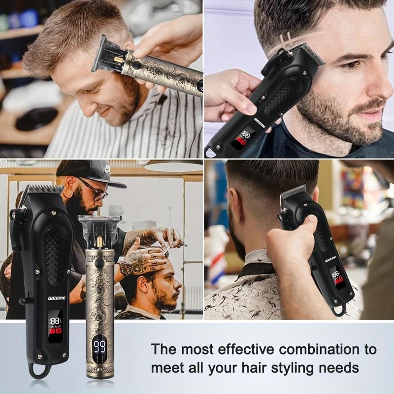 Rechargeable Hair Clipper Set, 1 Box Electric Hair Trimmer with LCD Display, Professional Hair Clipper for Men, Hair Cutting Set for Home and Barber