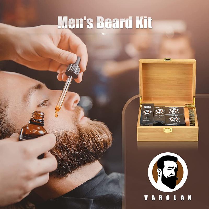 Men's Gift Kit, Beard Grooming Kit with Beard Oil, Balm, Brush, Wash, Wax, Comb, Scissors, Beard Care Kit for Men, Birthday Gifts for Men, Christmas Gift for Men Boyfriend Dad Husband Brother Fiance Hair Care Argan