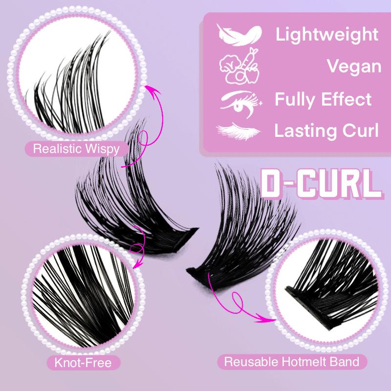 280pcs Individual Lashes Cluster D Curl Eyelash Extension Kit Lash Clusters with Lash Bond and Seal and Lash Applicator Tool for Self Application (KIT,30D+40D-9-16MIX)