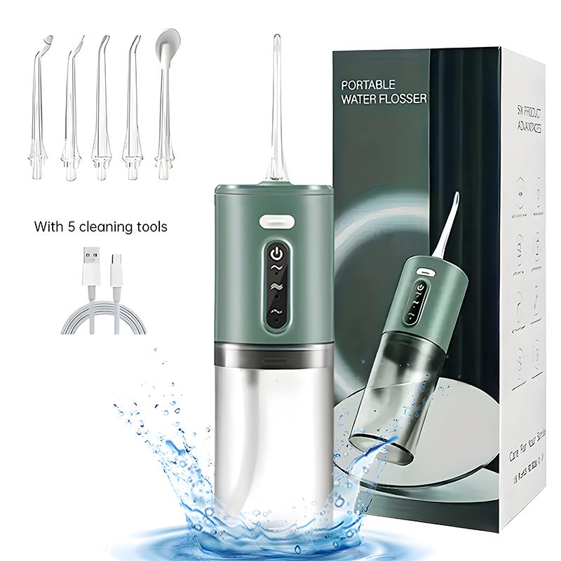 Water Flosser for Teeth&Gum Health,Unique 5 Nozzles,Cordless Water Flosser Features 360° Cleaning&3 Pressure Modes, USB Rechargeable Dental Flosser