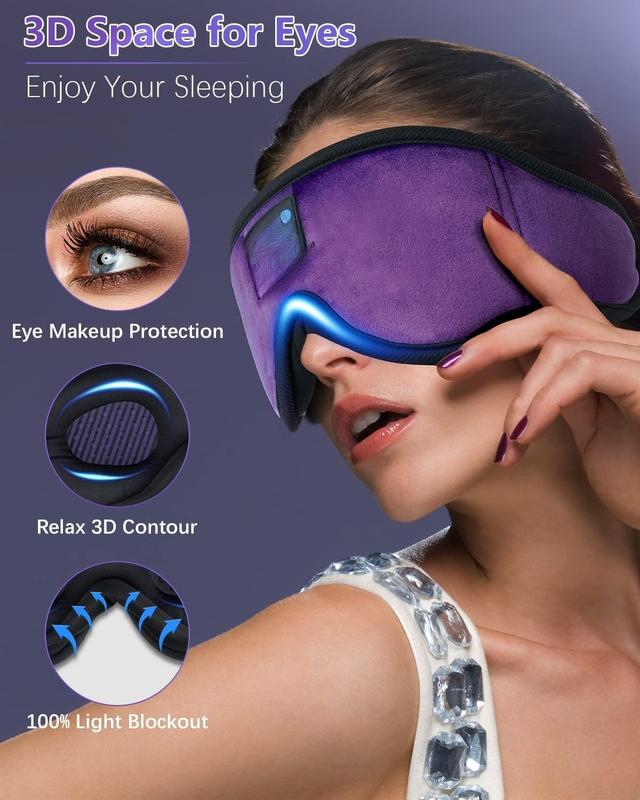 Sleep Headphones, Sleep Mask Bluetooth Wireless Music Eye Mask, Sleeping Headphones for Side Sleepers Sleep Mask with Bluetooth Headphones Ultra-Thin Stereo Speakers Perfect for Sleeping