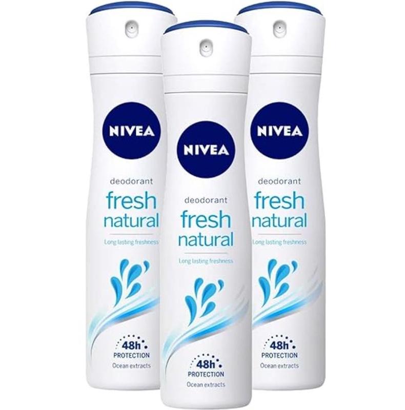 Nivea Longlasting 48 Hours Freshness Body Spray - Fresh Natural, 3 Packs x 150 ML   5.07 Fl. Oz