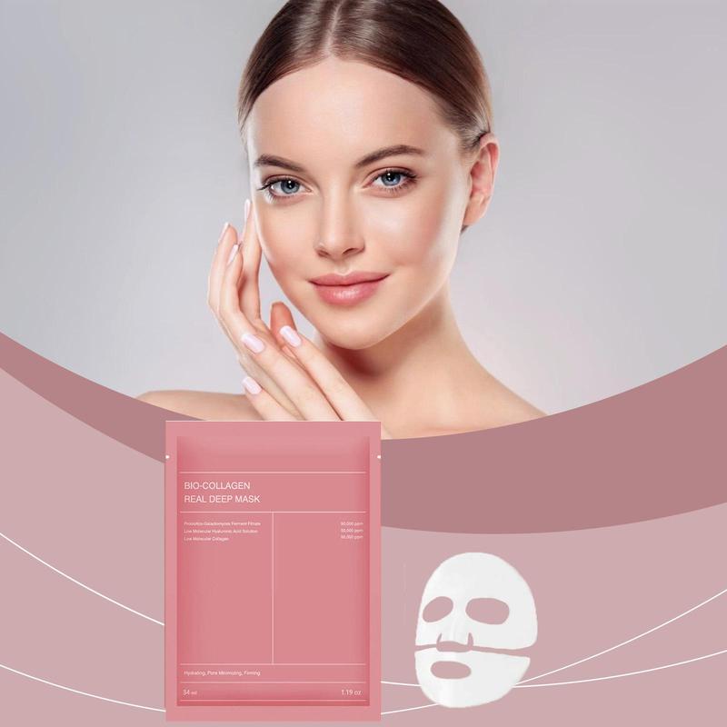 Collagen Facial Mask, 4 Counts box Moisturizing & Firming Facial Mask, Hydrating Facial Skin Care Mask, Face Mask for Women & Men