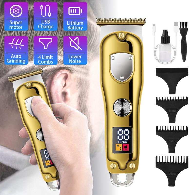 Hair Clippers for Men Professional with 5 Limit Combs, Beard Hair Trimmer with LED Display, Cordless Barber Clippers Supplies, Hair Cutting Kit, Mens Grooming Kit, Birthday Gifts for Men Women