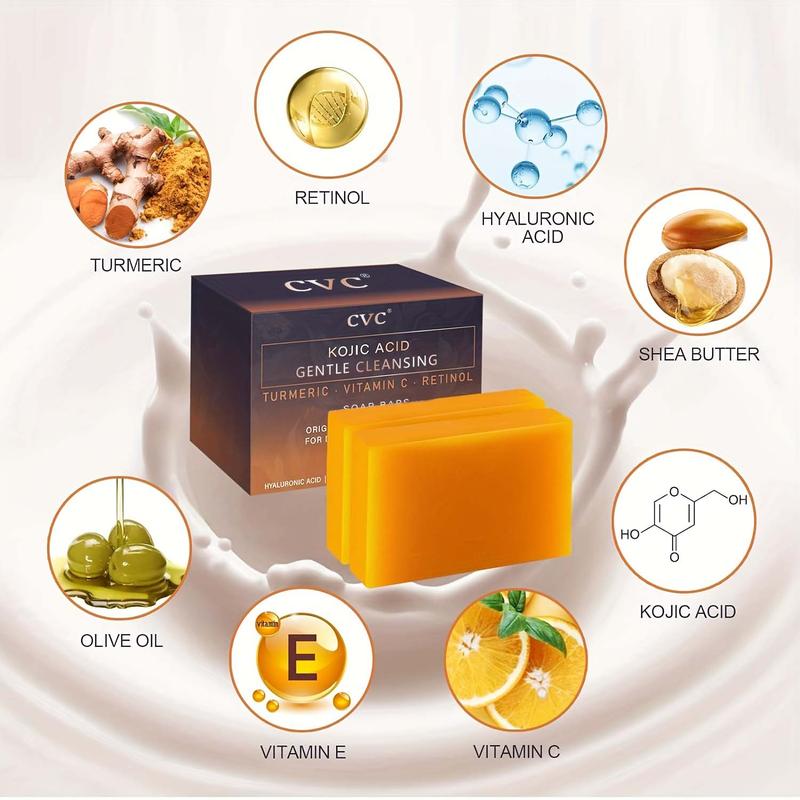 CVC Kojic Acid Dark Spot Remover Soap Bars with Turmeric, Vitamin C, Retinol & Hyaluronic Acid – 2 Pack