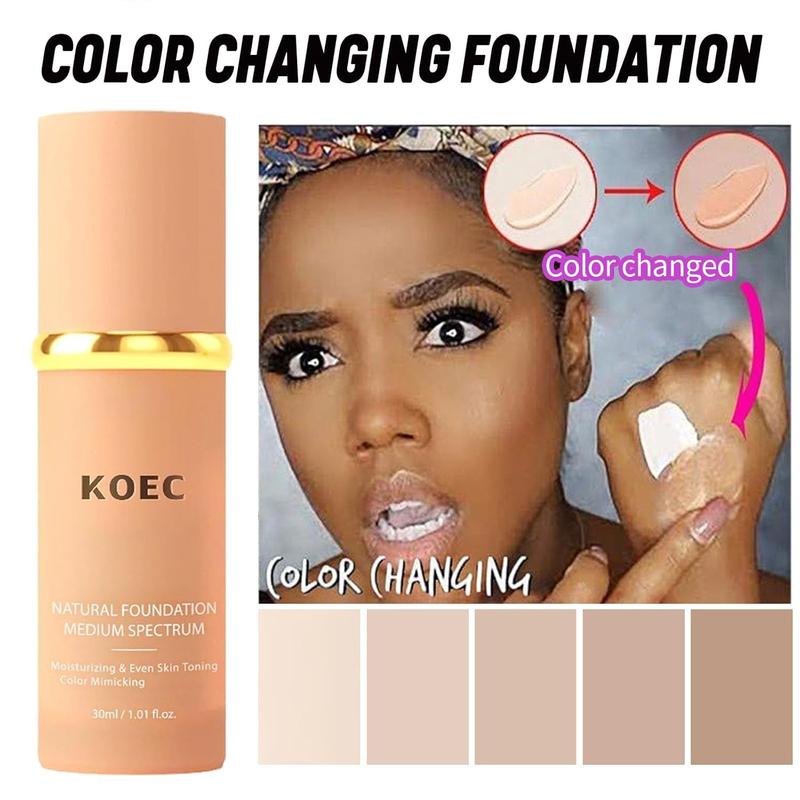 KOEC Bionic Foundation 4 in 1 - Light Spectrum, Foundation 4 in 1 Medium Spectrum, 4 in 1 Foundation Liquid Hydratin Full Coverage Concealer Color Mimicking Foundation