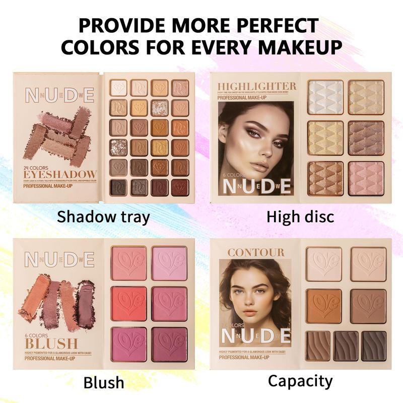 43 Color Multi-functional Face Makeup Palette, 4-layer Eyeshadow Book, Matte & Glitter Makeup Palette, Blush Contour Highlight in One, Makeup Set for Women, Christmas Gift